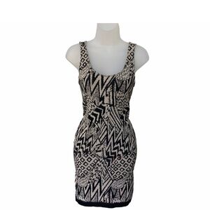 Guess Women's Black Tan 90's Geometric Bodycon Sleeveless Tank Mini M/L
